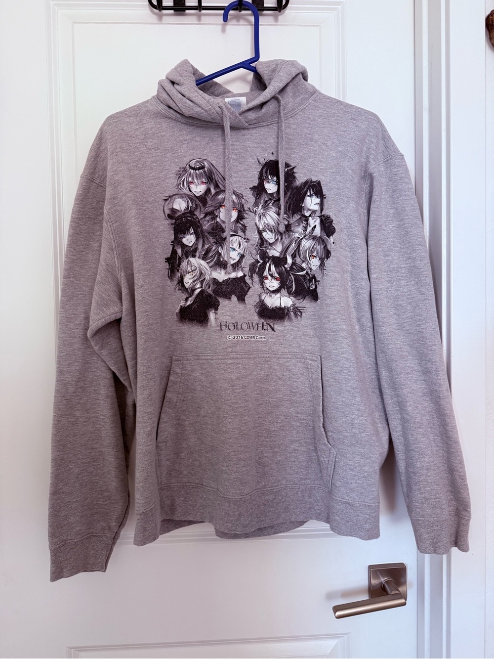 Hololive Graphic Crewneck Hoodie - Gray
